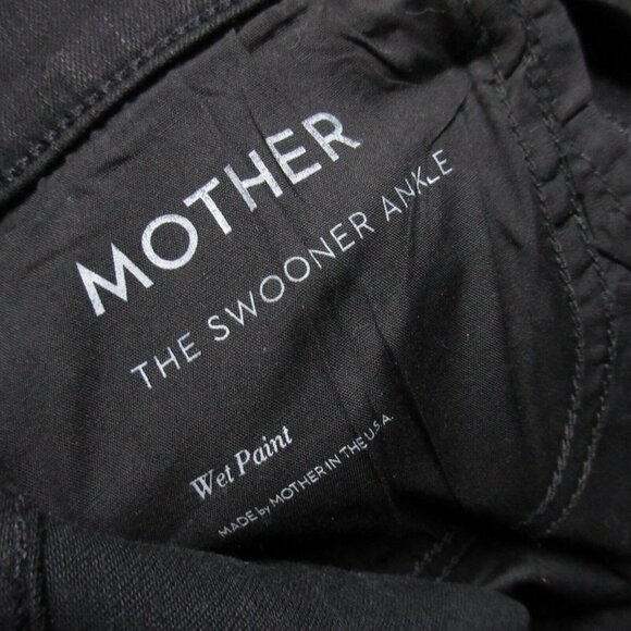 NWT Mother Swooner Ankle in Wet Paint Black Coated Stretch Skinny Jeans 25 - Picture 7 of 9